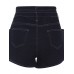 Slim High-Waist Plain Wide Legs Women's Shorts