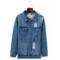 Hole Casual Pocket Denim Women's Jacket