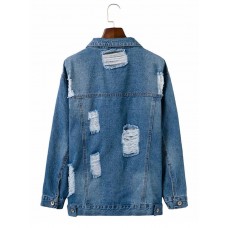 Hole Casual Pocket Denim Women's Jacket