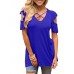 V-Neck Hollow Cross Strap Blouse