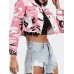 Camouflage Single breasted Button Denim Print Women's Jacket