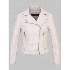 Plain Zipper Short Slim Fit Women's Jacket