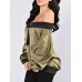 Chic Ruched Slash Neck Zipper Women's Jacket