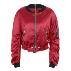 Back Zipper Solid Color Jacket