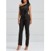 One Shoulder Ruffle Pencil Jumpsuit