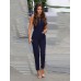 Sleeveless Deep V-Neck Lace Decorated Jumpsuits