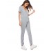 Irregular V-Neck Solid Color Jumpsuits