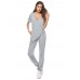 Irregular V-Neck Solid Color Jumpsuits