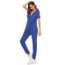 Irregular V-Neck Solid Color Jumpsuits