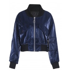 Zipper Short Double Pockets Women's Jacket