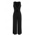 Split V Neck High-Waist Lace-Up Jumpsuits