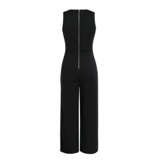 Split V Neck High-Waist Lace-Up Jumpsuits