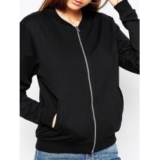 Front Zipper Round Neck Jacket