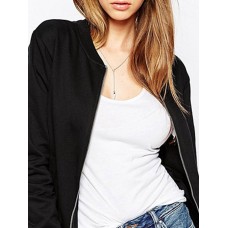 Front Zipper Round Neck Jacket