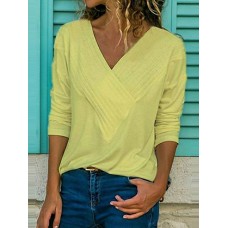 Best Seller V-Neck Slim Pure Color T-shirt