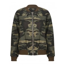 Camouflage Stand Collar Long Sleeve Jacket