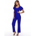 Wide Legs Plain Ruffle Sleeve Women's Jumpsuits