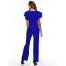 Wide Legs Plain Ruffle Sleeve Women's Jumpsuits