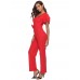 Wide Legs Plain Ruffle Sleeve Women's Jumpsuits