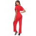 Wide Legs Plain Ruffle Sleeve Women's Jumpsuits