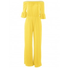 Plain Off Shoulder Wide Legs Jumpsuit