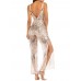 Side Split Backless Sequins Jumpsuits