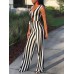 Stripe Wide Legs Lace-Up Women's Jumpsuits