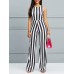 Stripe Wide Legs Lace-Up Women's Jumpsuits