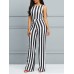 Stripe Wide Legs Lace-Up Women's Jumpsuits