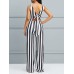 Stripe Wide Legs Lace-Up Women's Jumpsuits