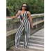 Stripe Wide Legs Lace-Up Women's Jumpsuits