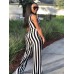 Stripe Wide Legs Lace-Up Women's Jumpsuits