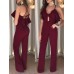 Plain Backless Hollow Falbala Jumpsuit