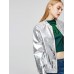 Glitter Zipper Up Long Sleeve Women's Jacket