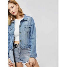 Slim Denim Lapel Short Women's Jacket