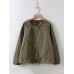 Army Green Zipper Round Neck Women's Jacket