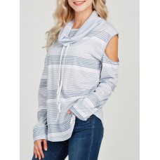 Print Hollow Print Stripe Long Sleeve T-shirt