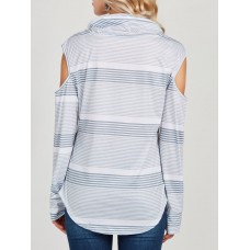 Print Hollow Print Stripe Long Sleeve T-shirt