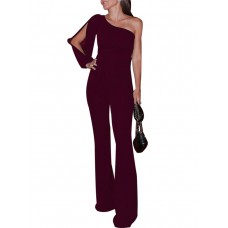 Asymmetric One Shoulder Backless Lace-Up Jumpsuit