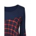 Irregual Plaid Print Stitching T-shirt