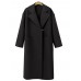 Notched Lapel Dual Pocket Belt Women's Long Overcoat