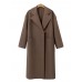 Notched Lapel Dual Pocket Belt Women's Long Overcoat