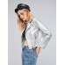 Punk Style Zipper Up Notch Neck Women's PU Jacket