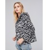 Zebra-Stripe Hooded Slim Fit Women's Jacket