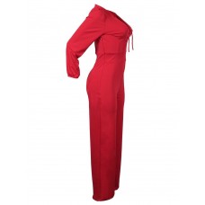 Plain Slim Lace-Up Women's Jumpsuit