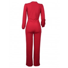 Plain Slim Lace-Up Women's Jumpsuit