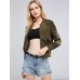 Stand Collar Embroidery Short Women's Jacket