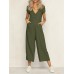 Women's Fashion V-neck Short Sleeve Casual Jumpsuit