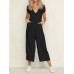 Women's Fashion V-neck Short Sleeve Casual Jumpsuit