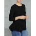 Patchwork Casual Scoop Loose Long Sleeve T-shirt